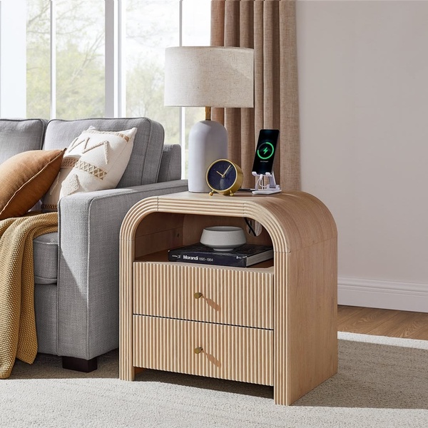 nightstand, bedside table, wooden nightstand, bedroom furniture, bedside cabinet, lifestyle, minimalist, calm, trustworthy, neutral, brown